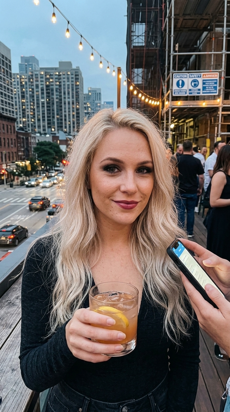 AI creator for fan platforms: Rooftop evening, same locked face