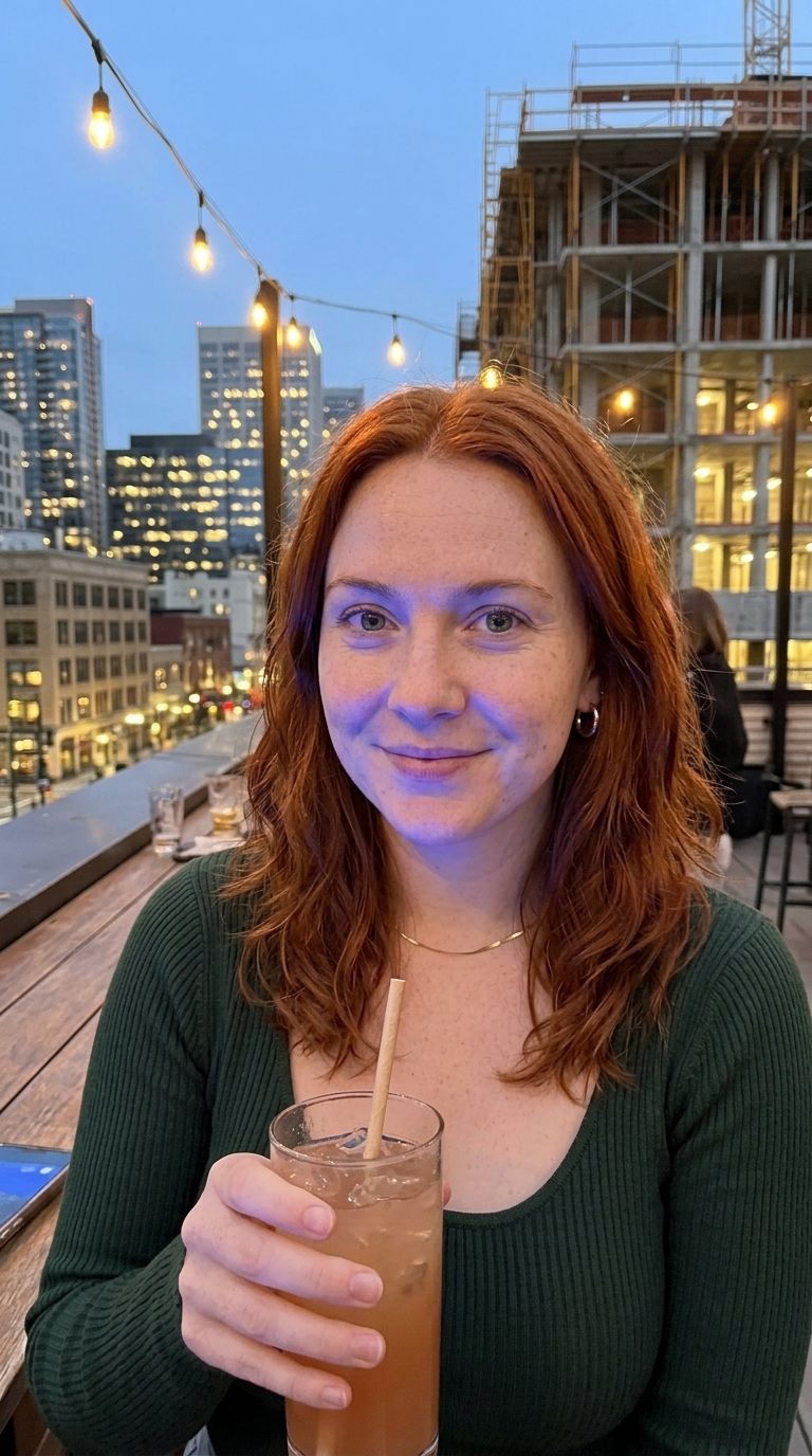 AI creator for fan platforms: Rooftop evening, same locked face