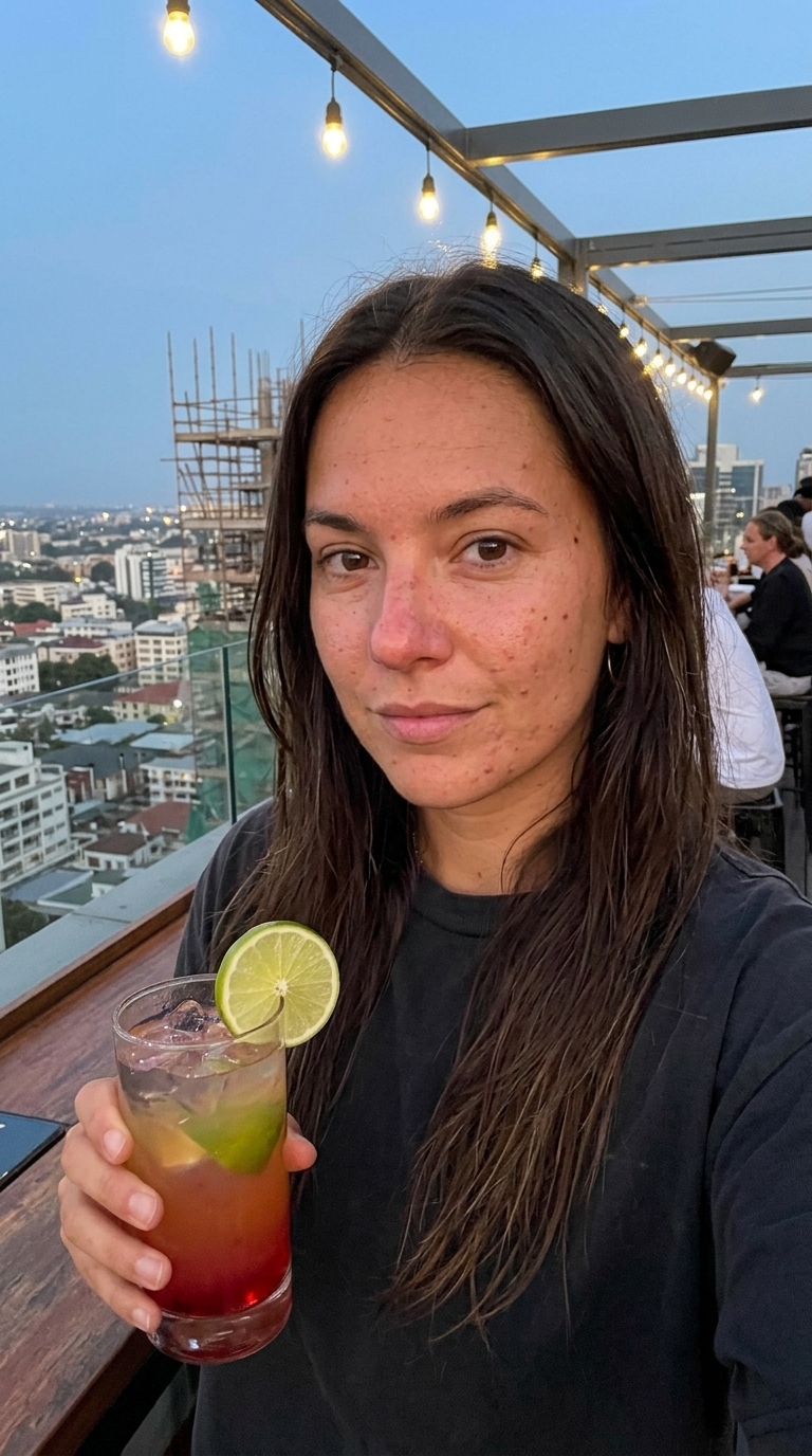 second AI creator for fan platforms: Rooftop evening, same locked face