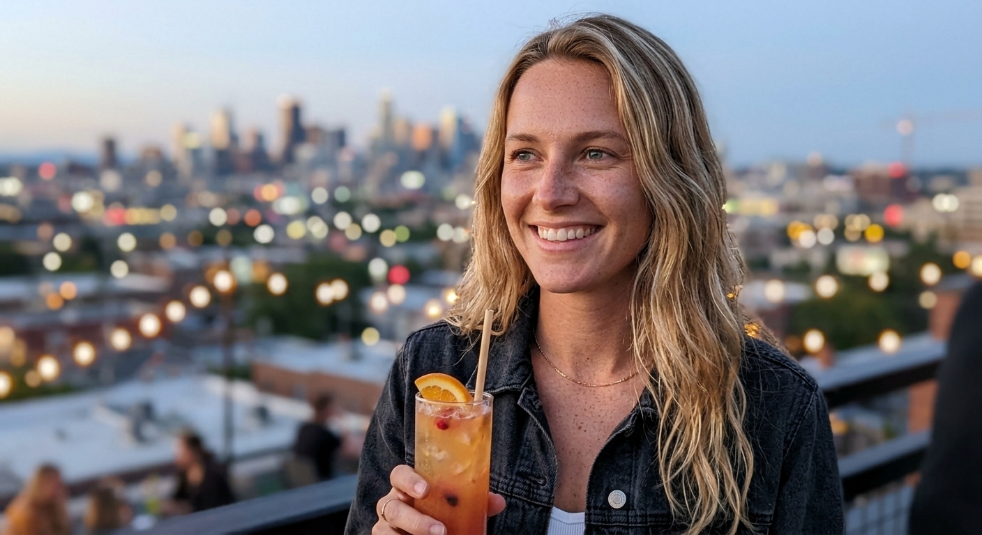 AI instagram influencer: Rooftop evening
