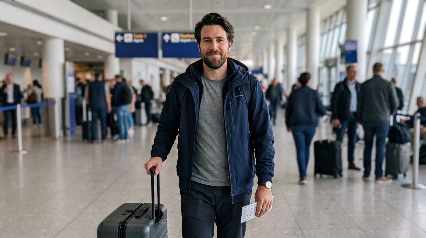 AI male influencer: Airport departure