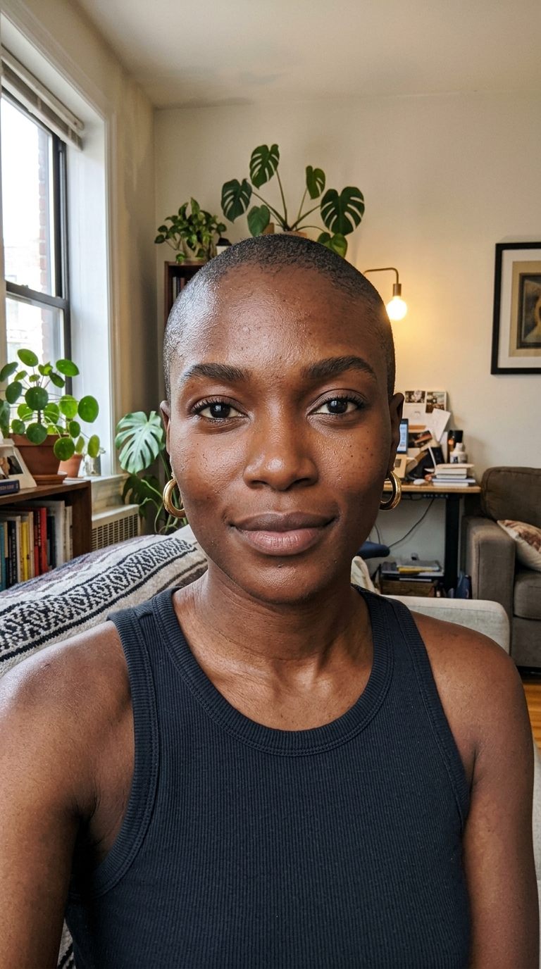Realistic AI influencer face, unretouched: Bold