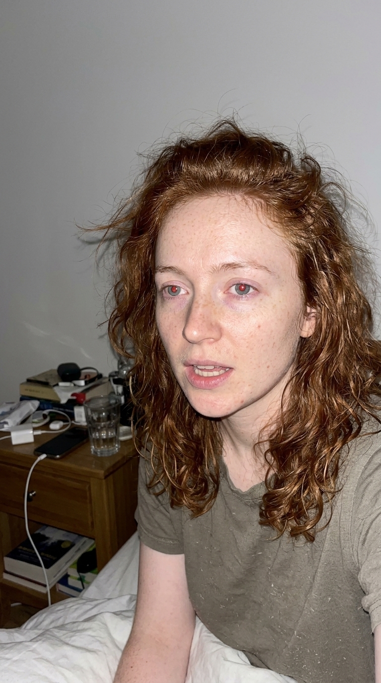 same person, realistic AI photo: 3am check-in