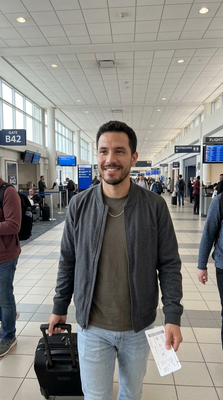 AI influencer: Airport departure