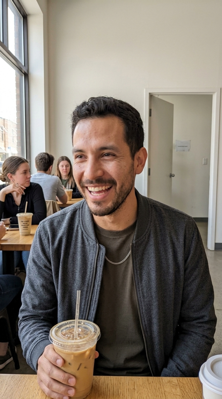 AI influencer: Cafe candid