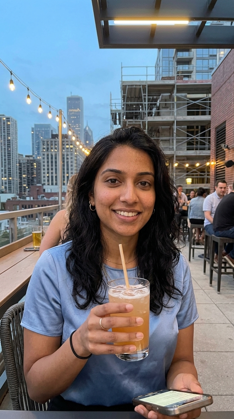 AI influencer: Rooftop evening