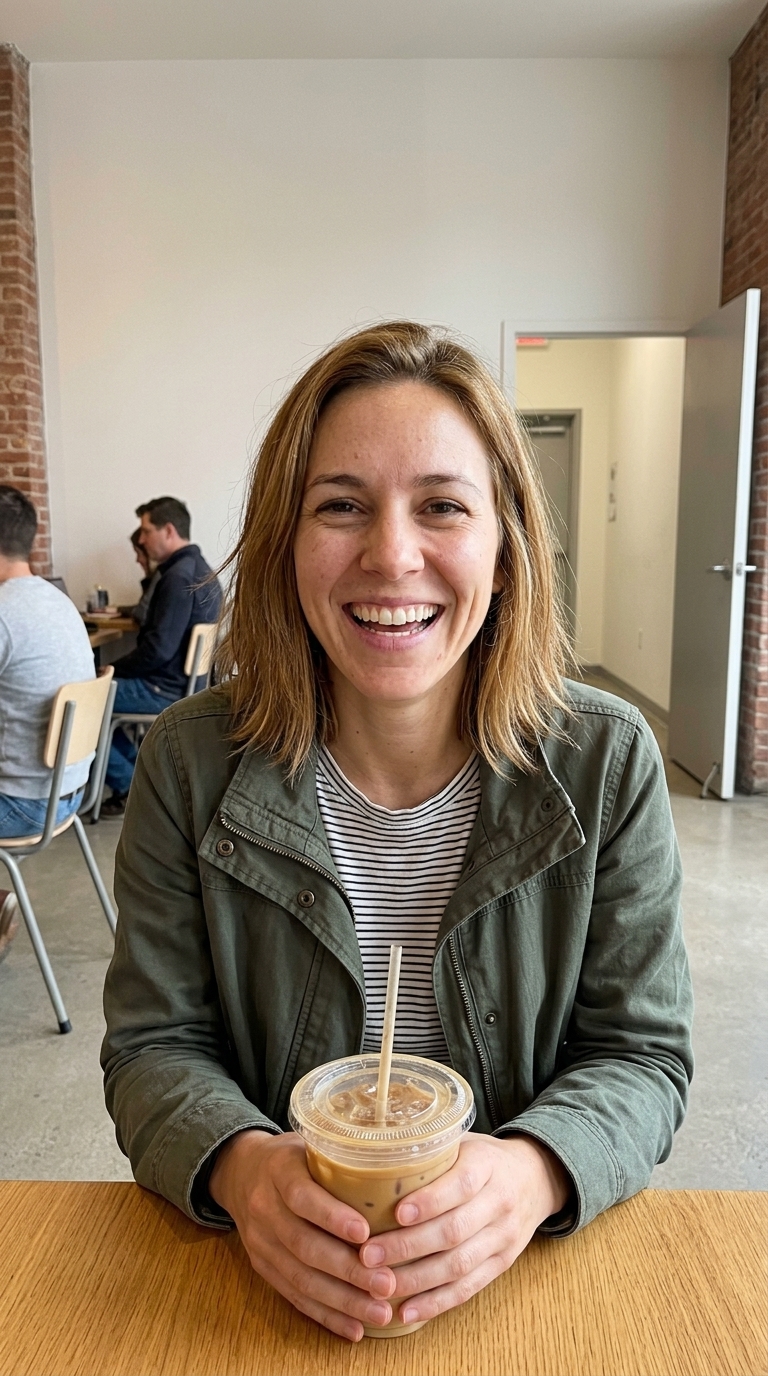 AI UGC creator content for stores: Cafe candid