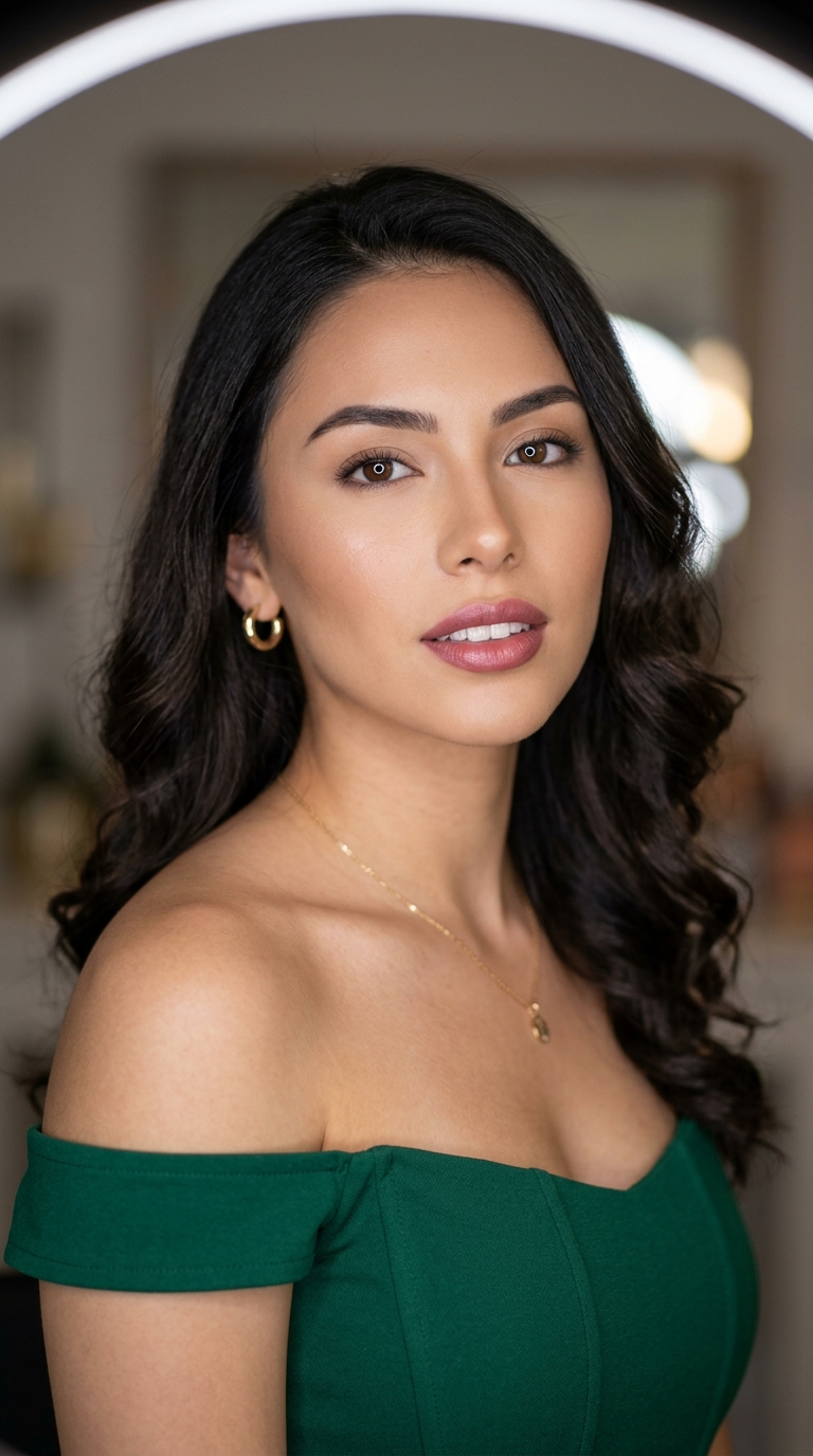 typical AI influencer slop rejected by the realism check: ring light, airbrushed skin, bokeh